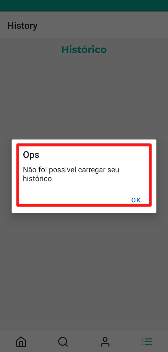 Erro ao alterar historico