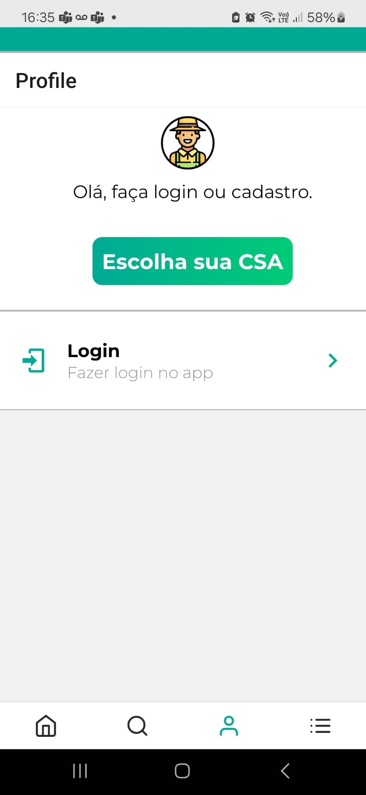 Tela de Perfil | Sem CSA