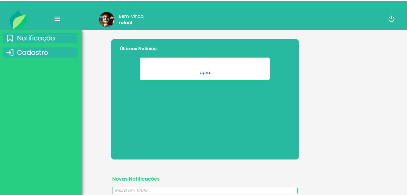 Tela Principal da Aplicação Após Login